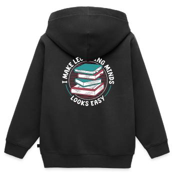 Professeur - Sweat Premium à capuche zippé enfant bio - noir - Dos - AI Model Kid Male (0cm)