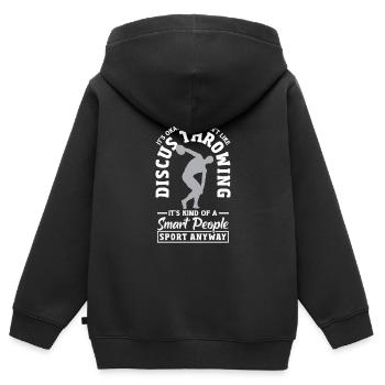 Lancer du disque Athlète Cadeau d’athlète - Sweat Premium à capuche zippé enfant bio - noir - Dos - AI Model Kid Male (0cm)