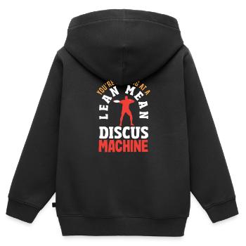 Lancer du disque Athlète Cadeau d’athlète - Sweat Premium à capuche zippé enfant bio - noir - Dos - AI Model Kid Male (0cm)