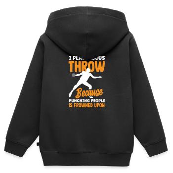 Lancer du disque Athlète Cadeau d’athlète - Sweat Premium à capuche zippé enfant bio - noir - Dos - AI Model Kid Male (0cm)