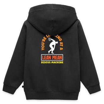 Lancer du disque Athlète Cadeau d’athlète - Sweat Premium à capuche zippé enfant bio - noir - Dos - AI Model Kid Male (0cm)
