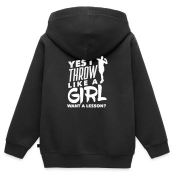 Lancer du disque Athlète Cadeau d’athlète - Sweat Premium à capuche zippé enfant bio - noir - Dos - AI Model Kid Male (0cm)