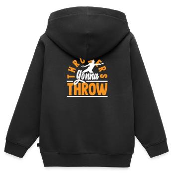 Diskus Diskuswurf Leichtathlet Sportler Geschenk - Kinder Premium Organic Zip Hoodie - Schwarz - Hinten - AI Model Kid Male (0cm)