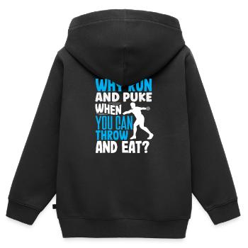 Lancer du disque Athlète Cadeau d’athlète - Sweat Premium à capuche zippé enfant bio - noir - Dos - AI Model Kid Male (0cm)