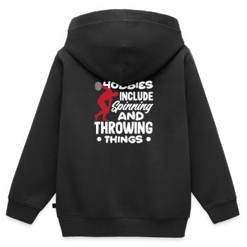 Lancer du disque Athlète Cadeau d’athlète - Sweat Premium à capuche zippé enfant bio - noir - Dos - AI Model Kid Male (0cm)