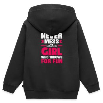 Lancer du disque Athlète Cadeau d’athlète - Sweat Premium à capuche zippé enfant bio - noir - Dos - AI Model Kid Male (0cm)