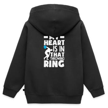 Lancer du disque Athlète Cadeau d’athlète - Sweat Premium à capuche zippé enfant bio - noir - Dos - AI Model Kid Male (0cm)