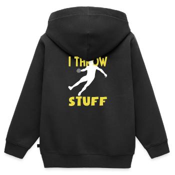 Lancer du disque Athlète Cadeau d’athlète - Sweat Premium à capuche zippé enfant bio - noir - Dos - AI Model Kid Male (0cm)