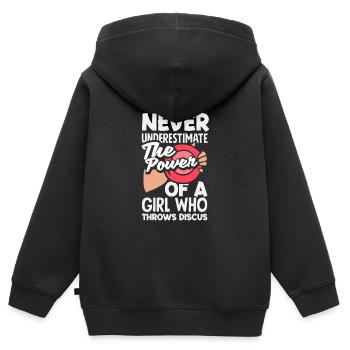 Lancer du disque Athlète Cadeau d’athlète - Sweat Premium à capuche zippé enfant bio - noir - Dos - AI Model Kid Male (0cm)