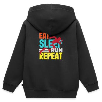 Athlètes d’athlétisme - Sweat Premium à capuche zippé enfant bio - noir - Dos - AI Model Kid Male (0cm)