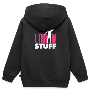 Lancer du disque Athlète Cadeau d’athlète - Sweat Premium à capuche zippé enfant bio - noir - Dos - AI Model Kid Male (0cm)