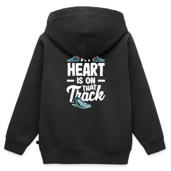 Athlètes d’athlétisme - Sweat Premium à capuche zippé enfant bio - noir - Dos - AI Model Kid Male (0cm)