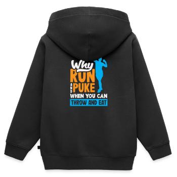 Lancer du disque Athlète Cadeau d’athlète - Sweat Premium à capuche zippé enfant bio - noir - Dos - AI Model Kid Male (0cm)
