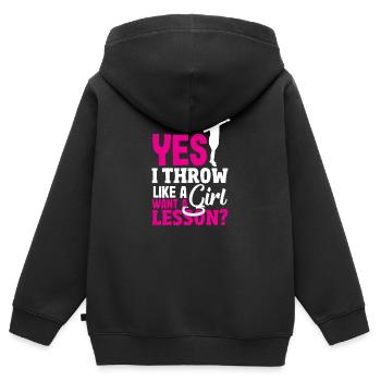 Lancer du disque Athlète Cadeau d’athlète - Sweat Premium à capuche zippé enfant bio - noir - Dos - AI Model Kid Male (0cm)