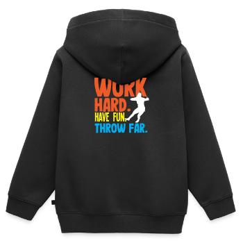 Lancer du disque Athlète Cadeau d’athlète - Sweat Premium à capuche zippé enfant bio - noir - Dos - AI Model Kid Male (0cm)