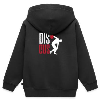 Lancer du disque Athlète Cadeau d’athlète - Sweat Premium à capuche zippé enfant bio - noir - Dos - AI Model Kid Male (0cm)