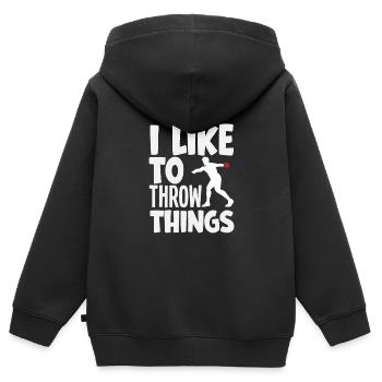 Lancer du disque Athlète Cadeau d’athlète - Sweat Premium à capuche zippé enfant bio - noir - Dos - AI Model Kid Male (0cm)