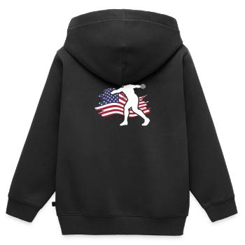 Lancer du disque Athlète Cadeau d’athlète - Sweat Premium à capuche zippé enfant bio - noir - Dos - AI Model Kid Male (0cm)
