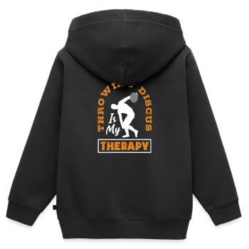 Lancer du disque Athlète Cadeau d’athlète - Sweat Premium à capuche zippé enfant bio - noir - Dos - AI Model Kid Male (0cm)