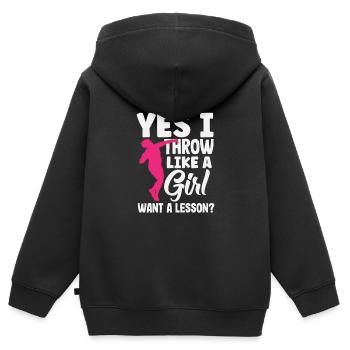 Lancer du disque Athlète Cadeau d’athlète - Sweat Premium à capuche zippé enfant bio - noir - Dos - AI Model Kid Male (0cm)