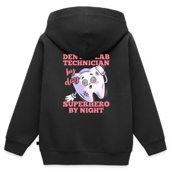 Prothésiste dentaire - Sweat Premium à capuche zippé enfant bio - noir - Dos - AI Model Kid Male (0cm)