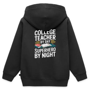 Professeur - Sweat Premium à capuche zippé enfant bio - noir - Dos - AI Model Kid Male (0cm)