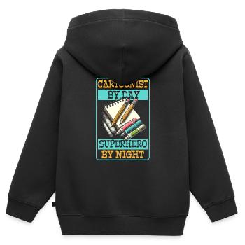 Dessinateur - Sweat Premium à capuche zippé enfant bio - noir - Dos - AI Model Kid Male (0cm)