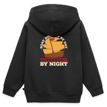 Constructeurs de bateaux - Sweat Premium à capuche zippé enfant bio - noir - Dos - AI Model Kid Male (0cm)