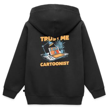 Dessinateur - Sweat Premium à capuche zippé enfant bio - noir - Dos - AI Model Kid Male (0cm)