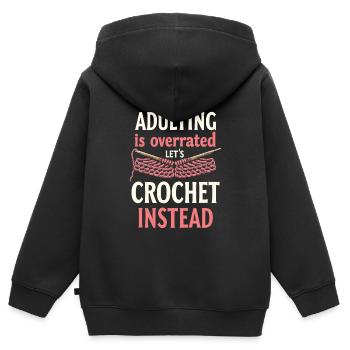 Häkeln - Kinder Premium Organic Zip Hoodie - Schwarz - Hinten - AI Model Kid Male (0cm)