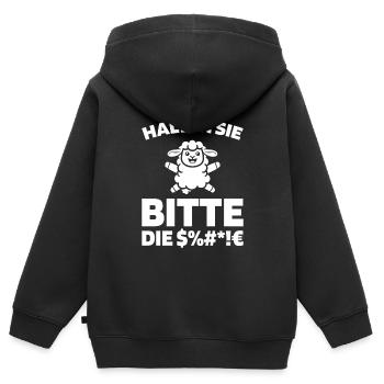Schaf Halten Sie Bitte Die Fresse - Kinder Premium Organic Zip Hoodie - Schwarz - Hinten - AI Model Kid Male (0cm)