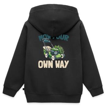 Lawn mower mowing - Kids Premium Organic Zip-up Hoodie - black - Back - AI Model Kid Male (0cm)