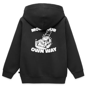 Rasenmäher Mähen - Kinder Premium Organic Zip Hoodie - Schwarz - Hinten - AI Model Kid Male (0cm)