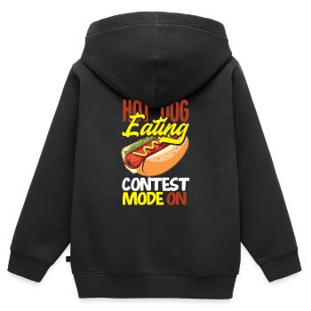 Hot Dog Eating Contest Mode On - Kinder Premium Organic Zip Hoodie - Schwarz - Hinten - AI Model Kid Male (0cm)