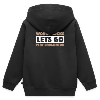Badminton Federball - Kinder Premium Organic Zip Hoodie - Schwarz - Hinten - AI Model Kid Male (0cm)
