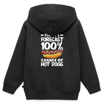 Heutige Prognose 100% Hot Dog - Kinder Premium Organic Zip Hoodie - Schwarz - Hinten - AI Model Kid Male (0cm)