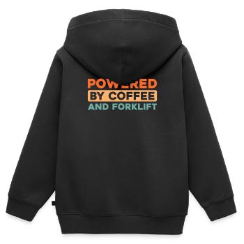 Chariot élévateur Chariot élévateur Café - Sweat Premium à capuche zippé enfant bio - noir - Dos - AI Model Kid Male (0cm)
