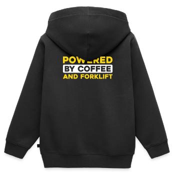 Chariot élévateur Chariot élévateur Café - Sweat Premium à capuche zippé enfant bio - noir - Dos - AI Model Kid Male (0cm)