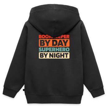 Buchhalter - Kinder Premium Organic Zip Hoodie - Schwarz - Hinten - AI Model Kid Male (0cm)