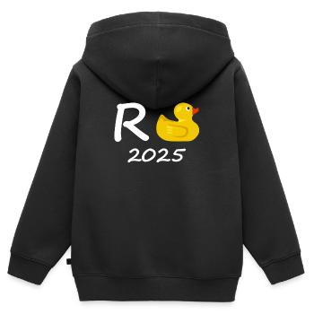 Ente Rente 2025 Pension Ruhestand Opa Oma Rentner - Kinder Premium Organic Zip Hoodie - Schwarz - Hinten - AI Model Kid Male (0cm)
