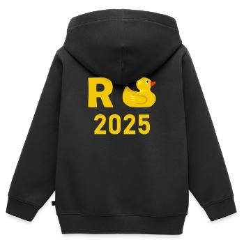 Ente Rente 2025 Pension Ruhestand Opa Oma Rentner - Kinder Premium Organic Zip Hoodie - Schwarz - Hinten - AI Model Kid Male (0cm)