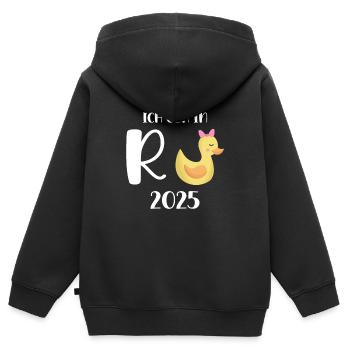Canard Pension 2025 Pension Retraite Grand-père Mamie Retraité - Sweat Premium à capuche zippé enfant bio - noir - Dos - AI Model Kid Male (0cm)