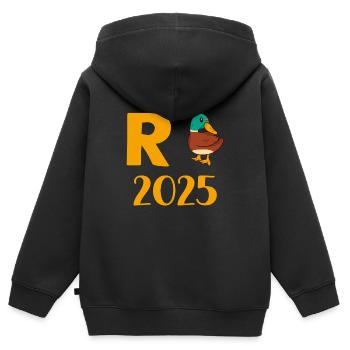 Ente Rente 2025 Pension Ruhestand Opa Oma Rentner - Kinder Premium Organic Zip Hoodie - Schwarz - Hinten - AI Model Kid Male (0cm)