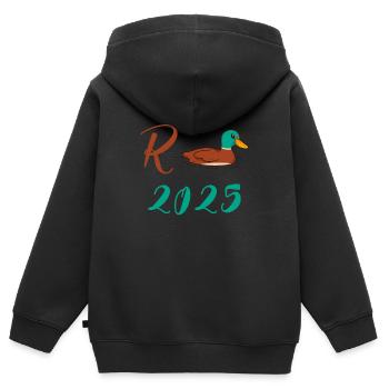 Ente Rente 2025 Pension Ruhestand Opa Oma Rentner - Kinder Premium Organic Zip Hoodie - Schwarz - Hinten - AI Model Kid Male (0cm)