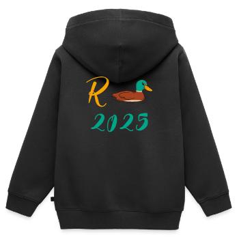 Ente Rente 2025 Pension Ruhestand Opa Oma Rentner - Kinder Premium Organic Zip Hoodie - Schwarz - Hinten - AI Model Kid Male (0cm)