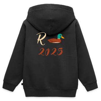 Ente Rente 2025 Pension Ruhestand Opa Oma Rentner - Kinder Premium Organic Zip Hoodie - Schwarz - Hinten - AI Model Kid Male (0cm)