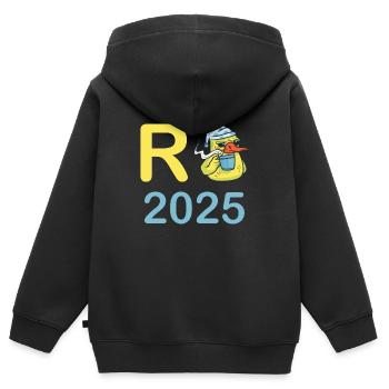 Ente Rente 2025 Pension Ruhestand Opa Oma Rentner - Kinder Premium Organic Zip Hoodie - Schwarz - Hinten - AI Model Kid Male (0cm)