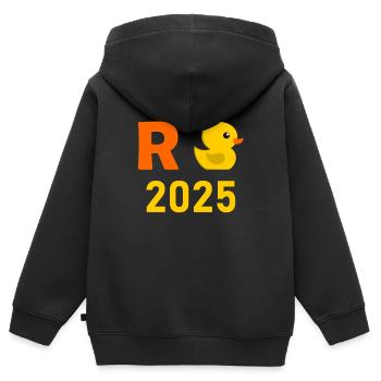 Ente Rente 2025 Pension Ruhestand Opa Oma Rentner - Kinder Premium Organic Zip Hoodie - Schwarz - Hinten - AI Model Kid Male (0cm)