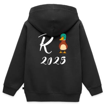Ente Rente 2025 Pension Ruhestand Opa Oma Rentner - Kinder Premium Organic Zip Hoodie - Schwarz - Hinten - AI Model Kid Male (0cm)