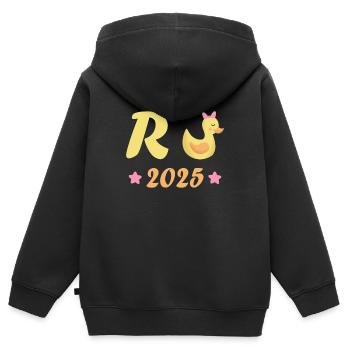 Canard Pension 2025 Pension Retraite Grand-père Mamie Retraité - Sweat Premium à capuche zippé enfant bio - noir - Dos - AI Model Kid Male (0cm)